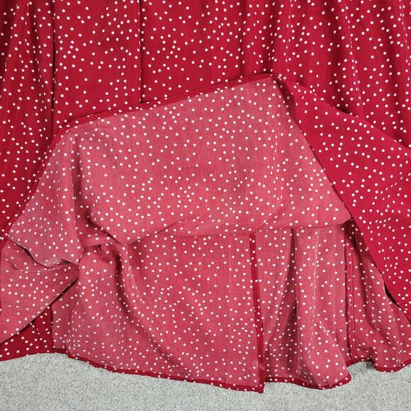 Shein Curve Womens Skirt 1XL Red White Polka Dot A Line Holiday Christmas Pleats - Picture 10 of 14